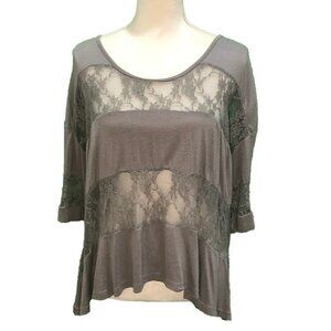 Gray (M-L) Sheer Lace Tunic